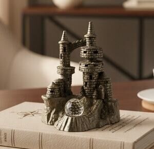 Vintage Spoontiques Pewter Castle Figurine C/M489 Crystal Ball Fantasy 2" Tall